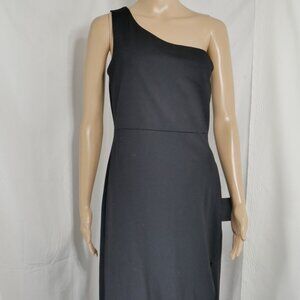 LULUS Good Times Only Black Classic One Shoulder Thigh Cut Maxi Dress Large New